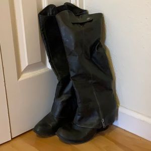 Fergalicious knee high boots, dark gray, size 7